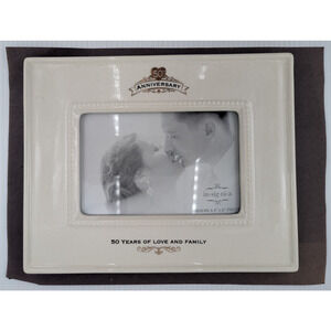 Insignia Photo Frame 50th Anniversary Ceramic Holds 4"x6" Photo